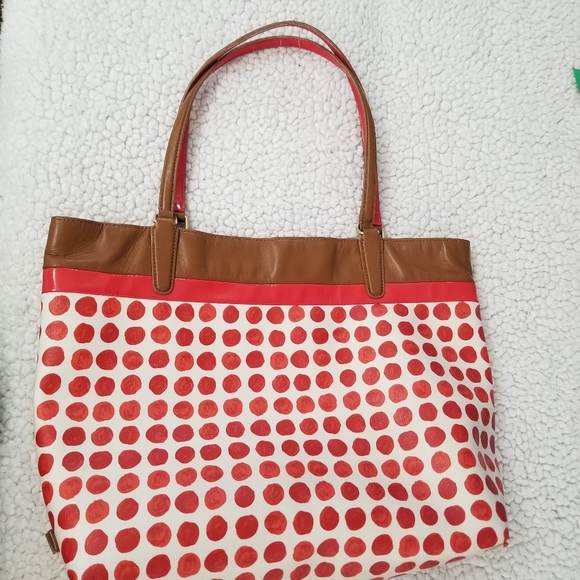 COACH Orange Coated Canvas & Leather Painted Dot Tote Satchel Bag #29432 Handbag - Picture 1 of 8